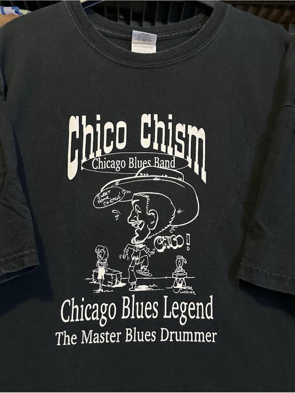 Vintage Chico Chism Chicago Blues Legend T-Shirt - Black with White Print XXL